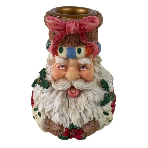 Vintage Ganz Santa Claus Head Pillar Candle Holder - Picture 1 of 11
